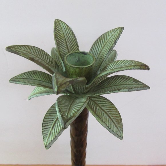 Vintage Two's Company Tommys Island palm tree metal candlesticks - set of 3 - Picture 2 of 7